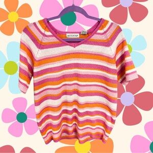 Vintage White Stag pink and orange springy knit top